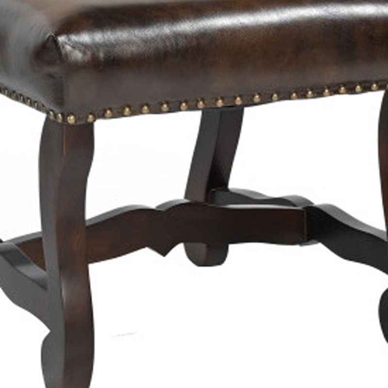 Ensemble de deux chaises d'appoint en cuir et lin brun et crème