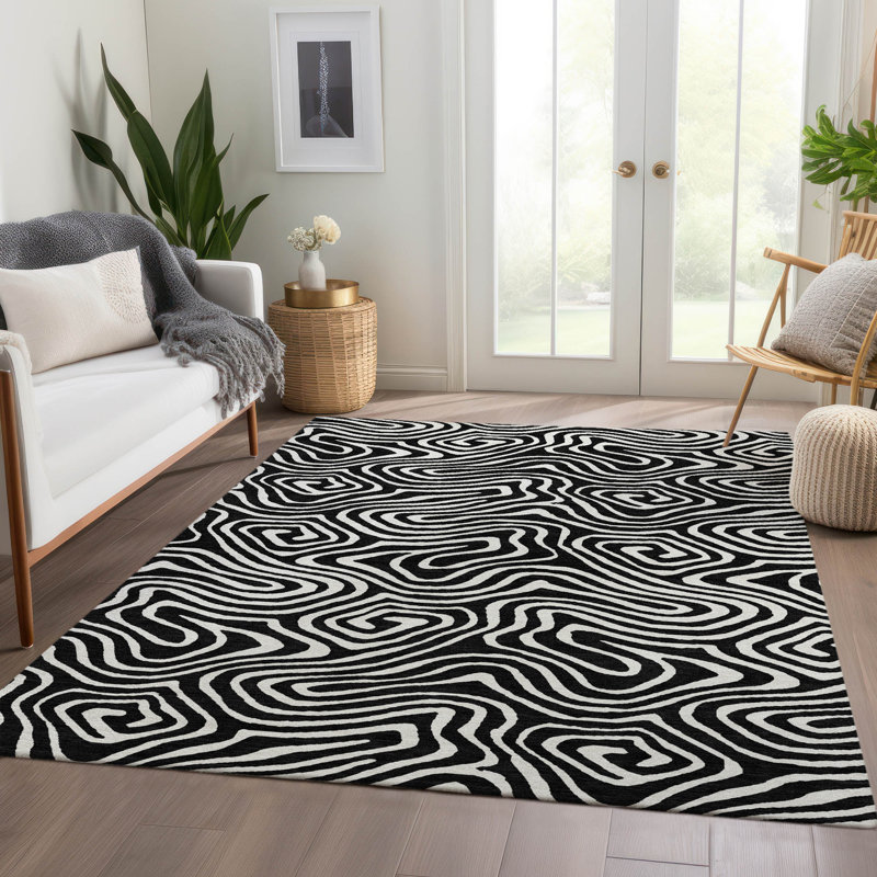 Premium Machine Washable Colmenero AMF1020 Swirls Rug, Rectangle 5' x 7'6"