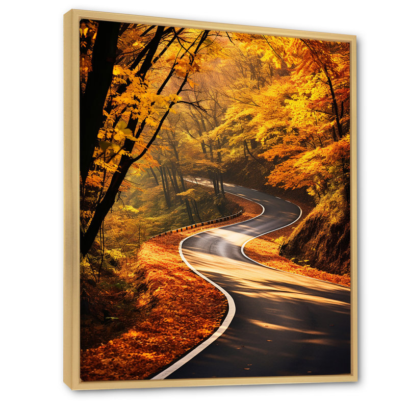 Chemin doré de l'automne, Cadre flottant brun, H 40 po x l 30 po x P 1,5 po
