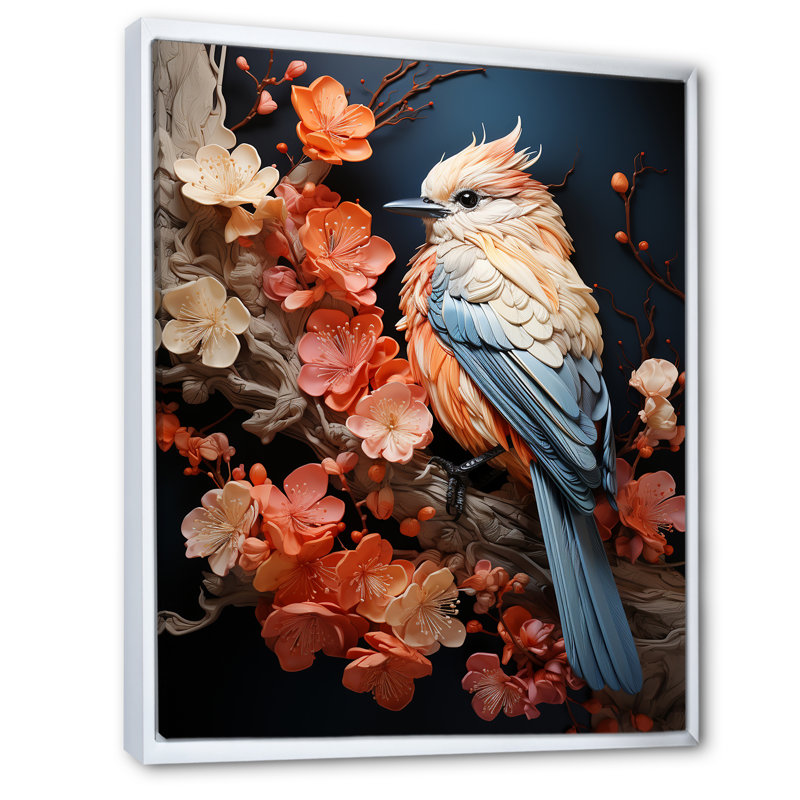 «A Pastel Palette Evoke A Feathery Symphony I», reproduction d'art sur toile, H 32 po x l 16 po, Cadre flottant blanc