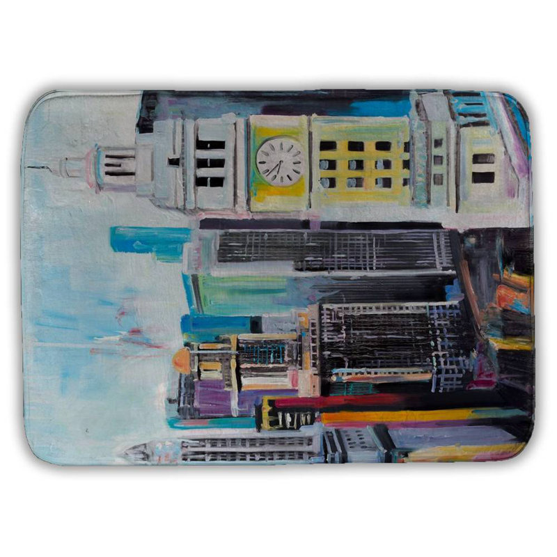 Colorful cityscape of manhattan Bath Mat with Non-Slip Backing - Quick Dry Memory Foam Bathroom Rug - Absorbent - Modern Plush Spa-Style - Machine Washable