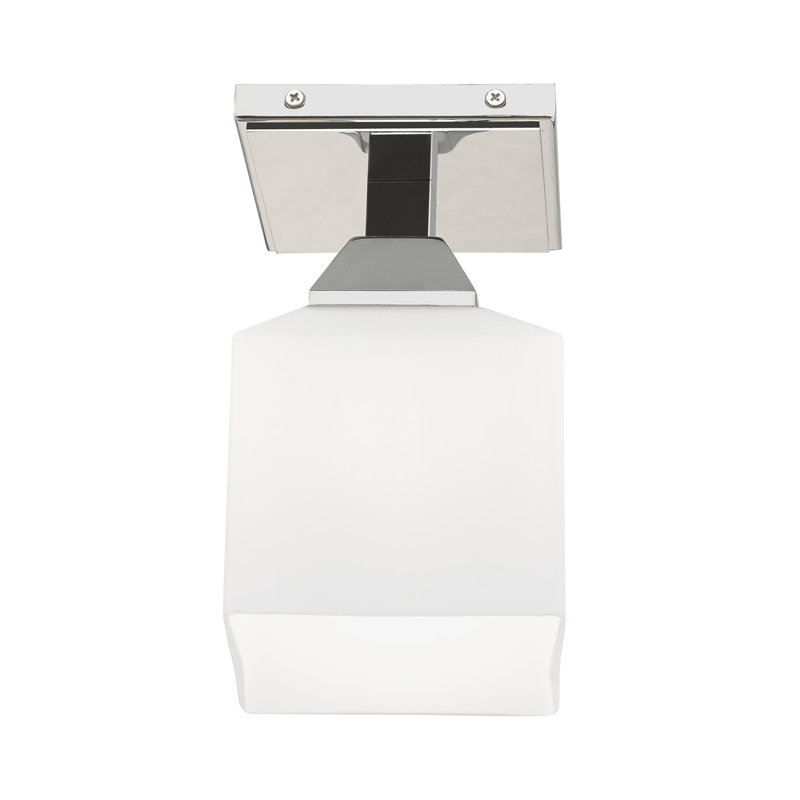 Billington Glass Semi Flush Mount, Polished Chrome, Satin Opal White