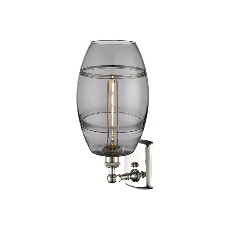 Bettylou Steel Armed Sconce, 10.88" H x 8" W x 8.13" D, Light Smoke, Polished Nickel
