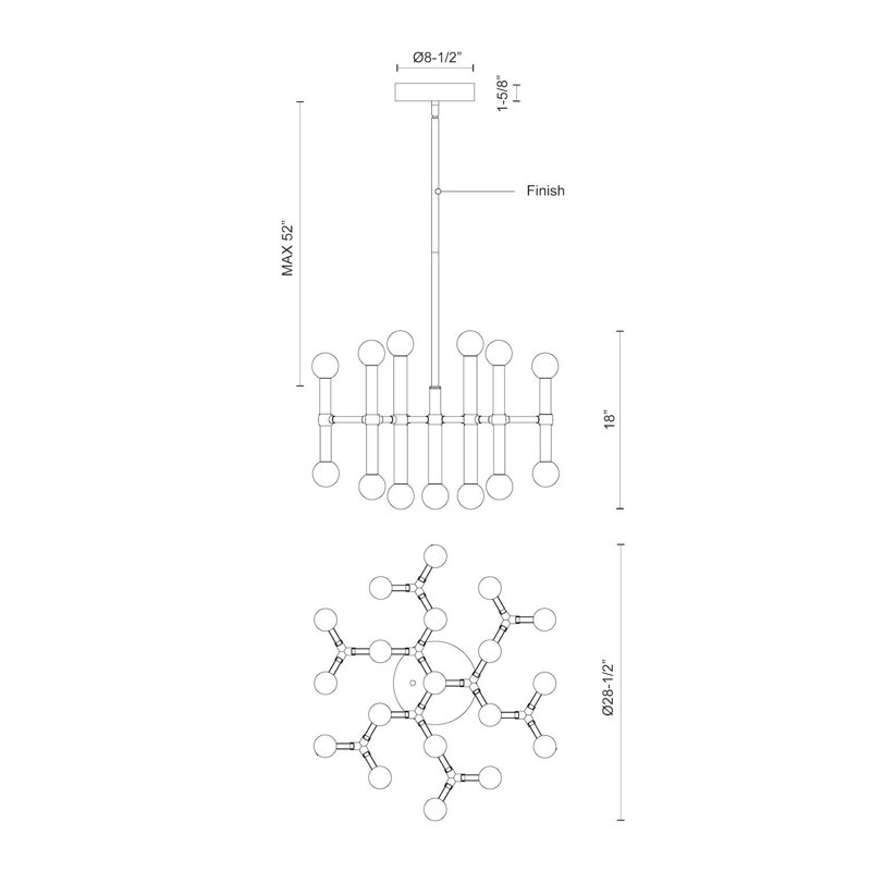 Rivoli 36 - Light LED Chandelier, Polished Nickel