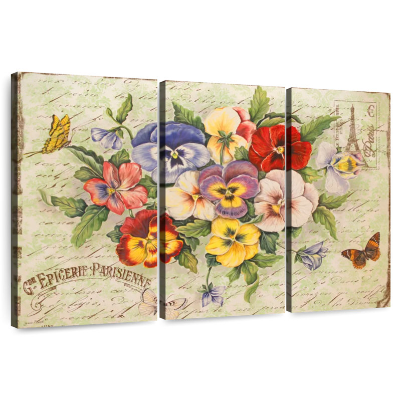 Harnek Pansies And Butterflies, 20" H x 33" W