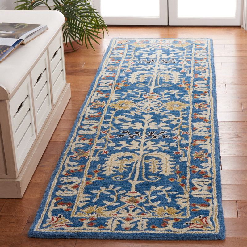 Antiquity Hand-Tufted Dark Blue Area Rug, Rectangle 3' x 5'