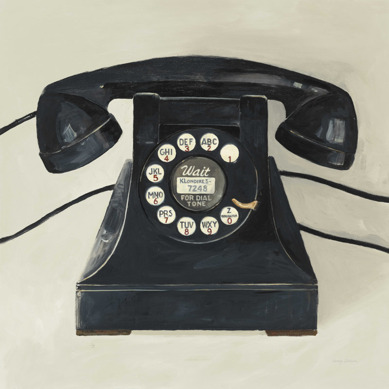 Téléphone classique sur crème, Toile tendue, H 12 po x l 12 po, Non
