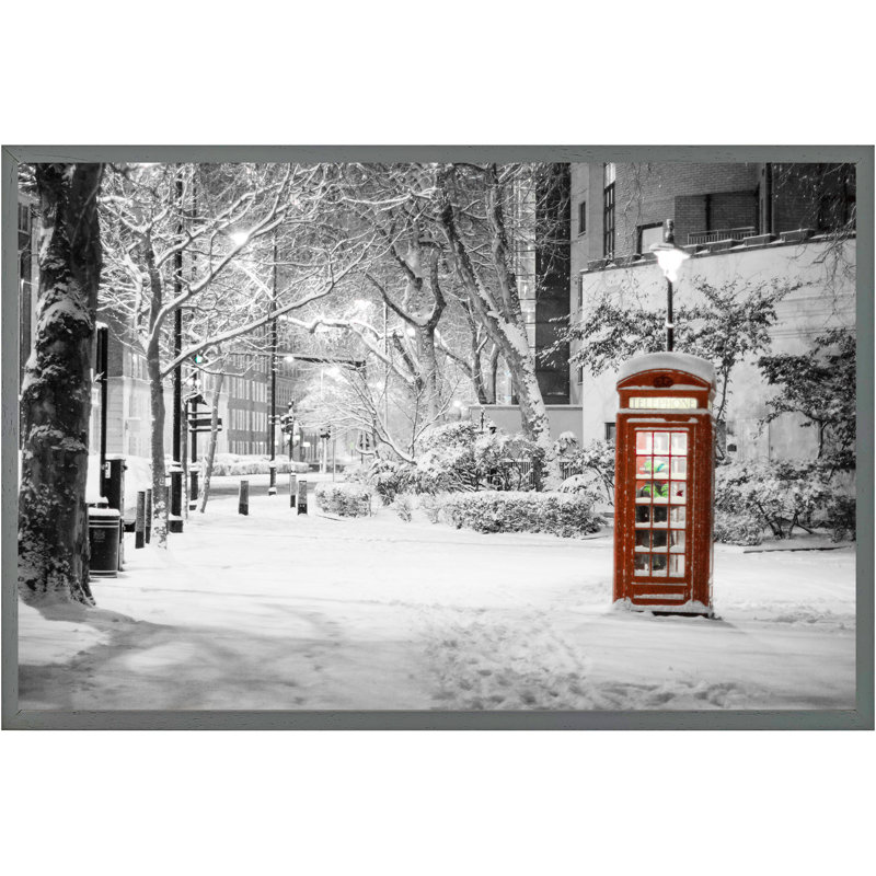 Tangires London Snow Single Picture Frame Wall Art, 41cm H x 61cm W x 4cm D, Grey