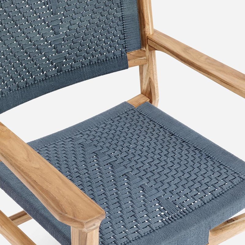 Chontales Dining Chair with Armrest in San Geronimo Manila, Teak, Charcoal V Braided Cord