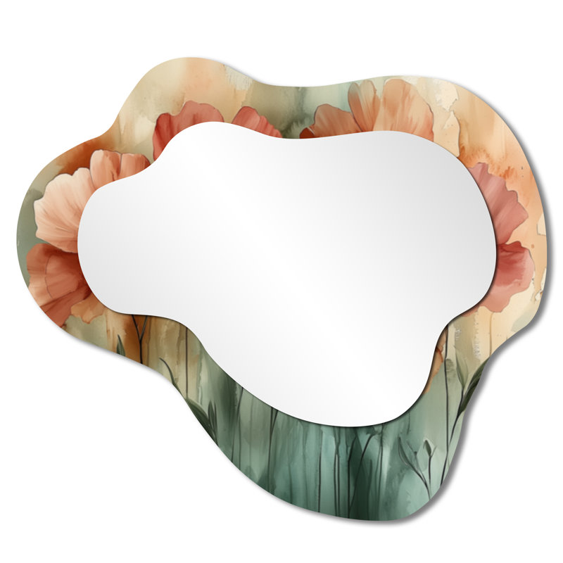 Sunset Hues Of Fuschia Flowers I - Fuschia Irregular Asymmetrical Mirror, Traditional Wall Mirror, Printed on Metal