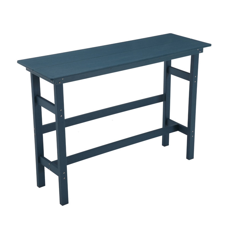 Azaruddin Outdoor Rectangular Counter Height Patio Bar Table HDPE, Navy