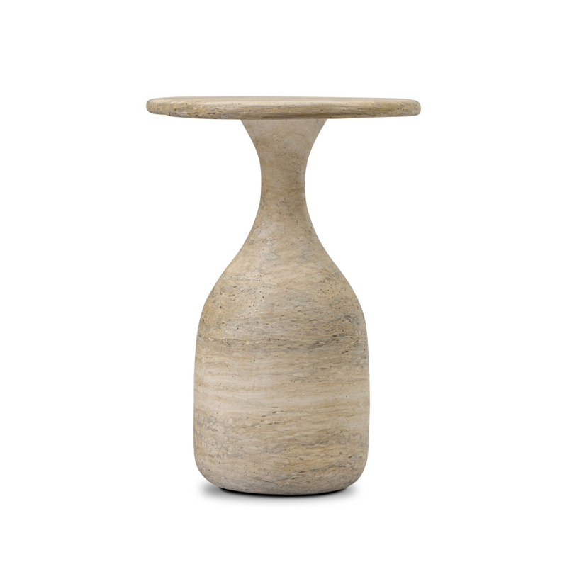 Cora End Table, Textured Sandy Gray