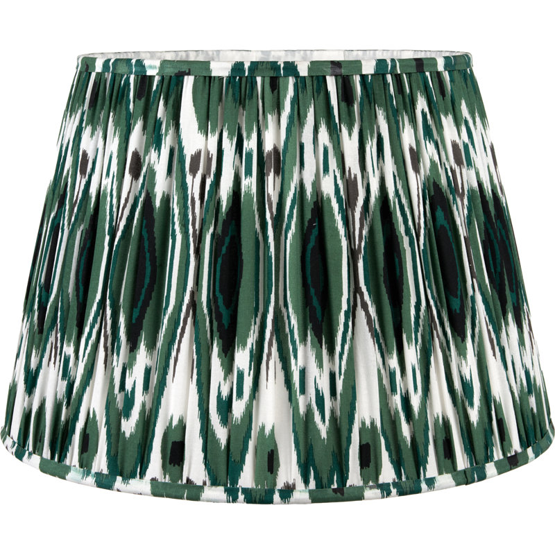 Pleated Cotton Cylinder Shade, 21cm H x 30cm W x 30cm D, Green