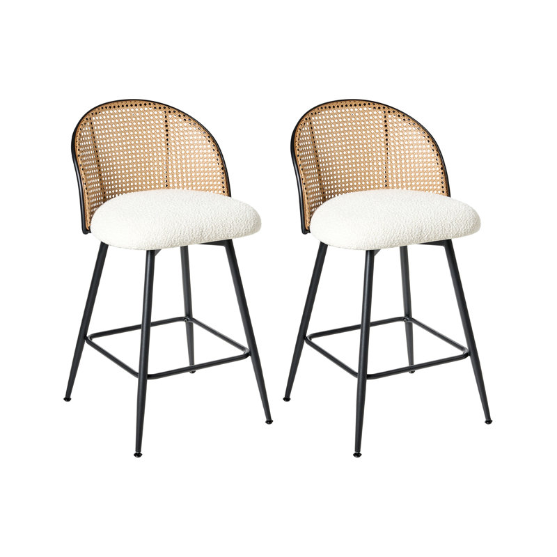 Set of 2 Bar Chairs NATHAN Swivel, Off White, 57"