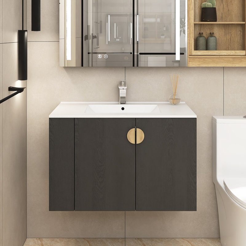 Ensemble de meuble-lavabo mural simple 30 po Bodnachuk, Noir
