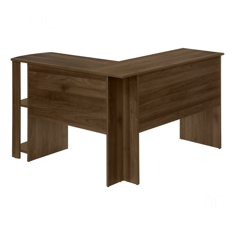 Bureau d'ordinateur, bureau personnel, coin, tablettes de rangement, L 48 po, forme en L, travail, ordinateur portable, stratifié brun, contemporain, moderne