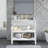 35.6" Mid-Century Bathroom Vanity Sink with Patterned Glass and Motion-sensor Light Strip