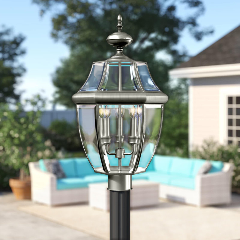 Tête de lanterne câblée H 23 po Jayde, Étain