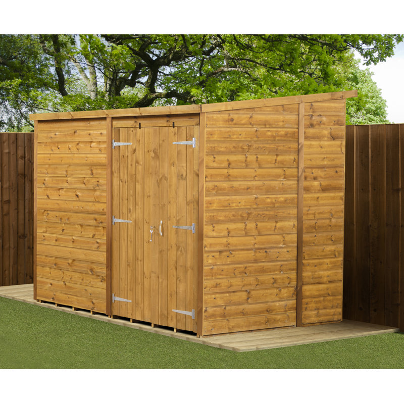 Modular Pent Garden Shed  8X6 No Windows  Double Door