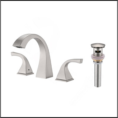 Robinet de lavabo de salle de bain à 2 poignées avec drain, nickel brossé