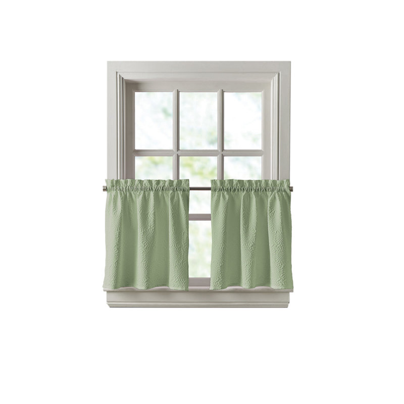 DKNY Chrysanthemum Floral Window Tier Pair, Green, 60" W x 36" L