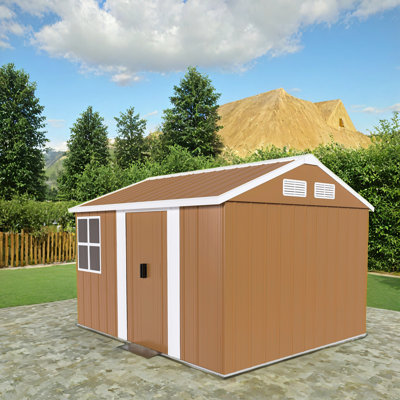 Remise de rangement en métal robuste de 8 pi x 10 pi avec fenêtres, porte verrouillable et ventilation - Remises de jardin d'extérieur résistantes aux intempéries