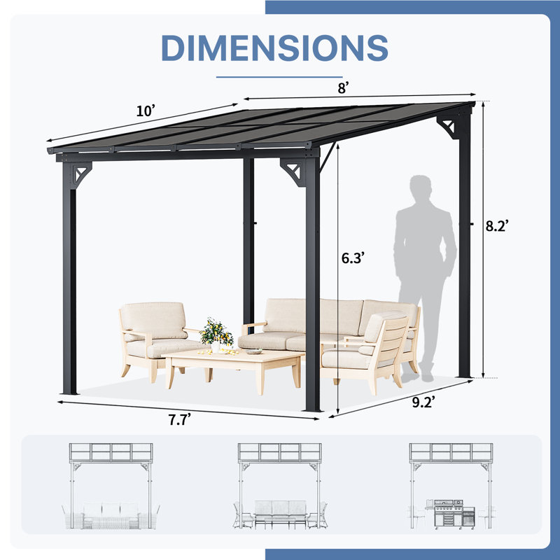8 pi L 10 pi. Pergola en métal