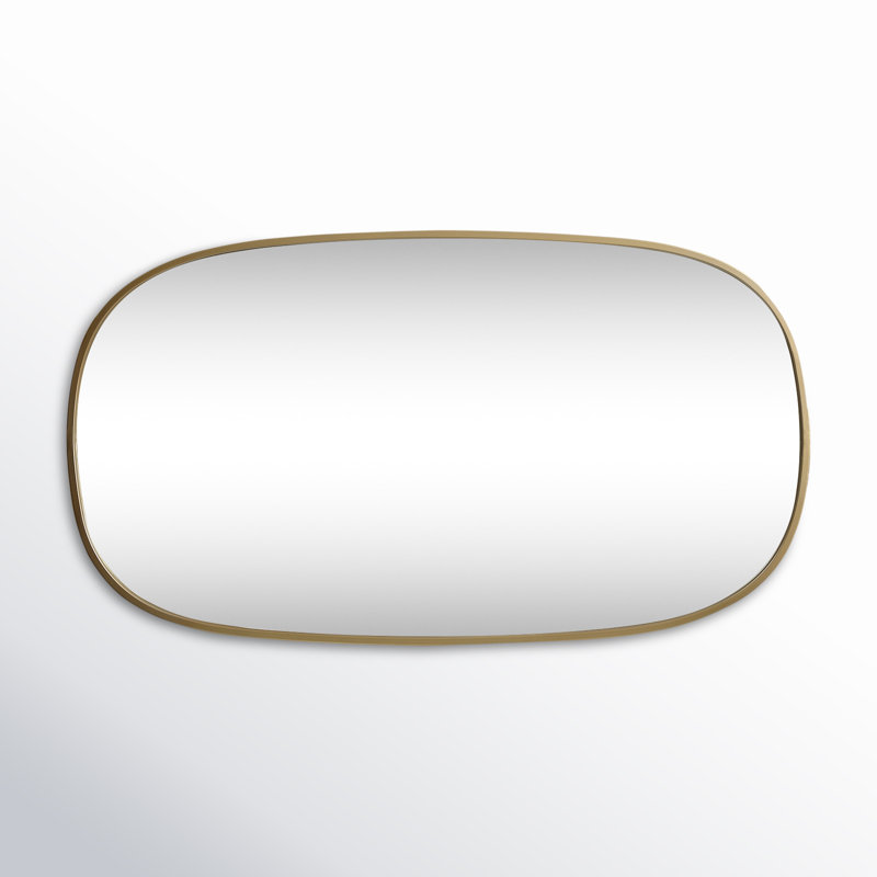 Sabine Metal Curved Oval Wall Mirror, Brass, 36" x 20"