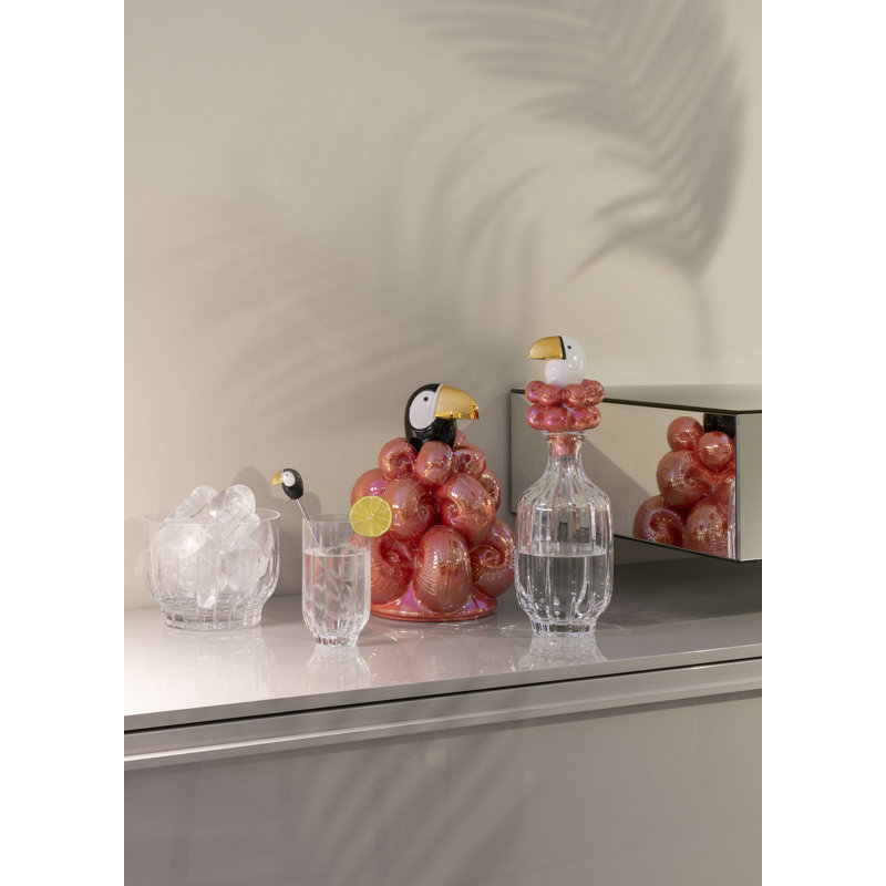 Toucan Clear/Red/Gold 13.39" Porcelain Table Vase