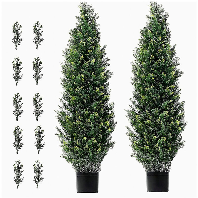 Ensemble de 2 fausses plantes en cèdre artificiel 4 pi UV