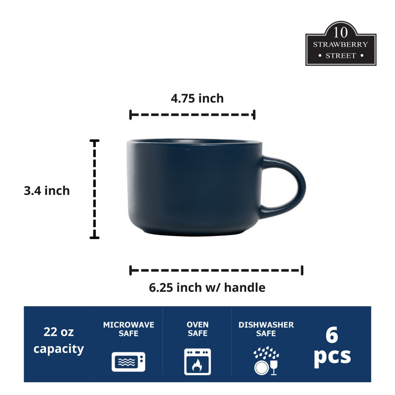 Wazee Matte Oversized 22 oz Mug, Midnight Blue