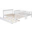 Lit superposé simple avec garde-corps, lit gigogne simple et rangement spacieux - Bois massif blanc pour la chambre à coucher-490116935