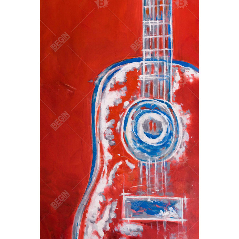 " Modern Red Abstract Guitar "