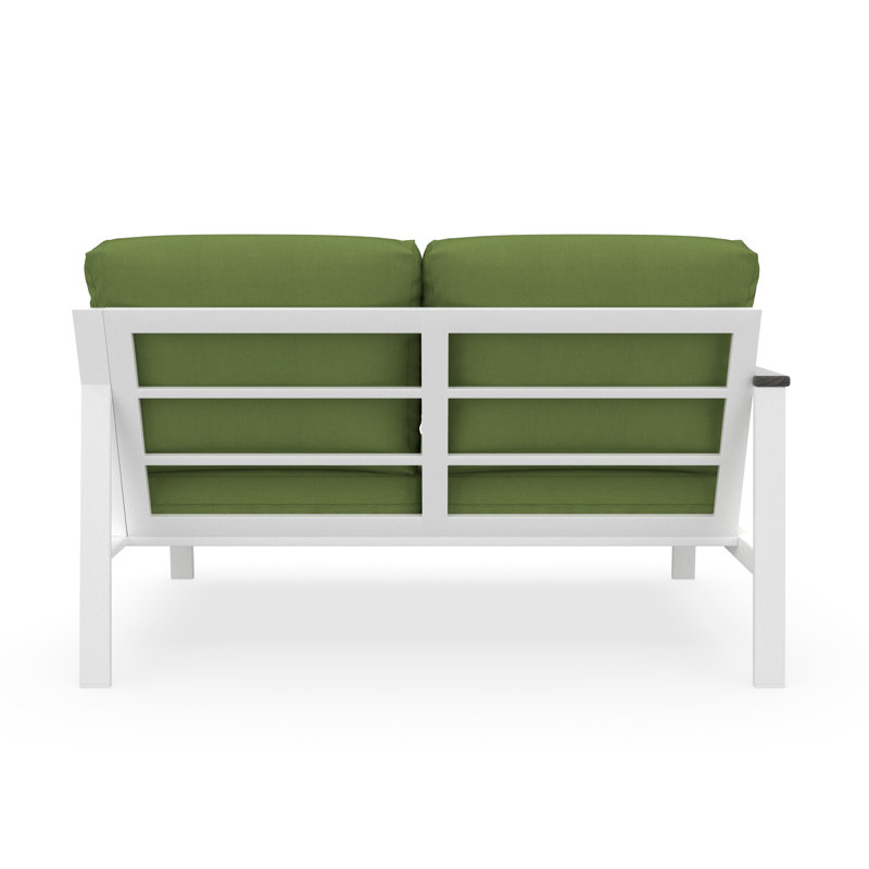 Outdoor Patio Sectional Left Loveseat With Sunbrella Cushions, Left Hand Facing, Spectrum Cilantro