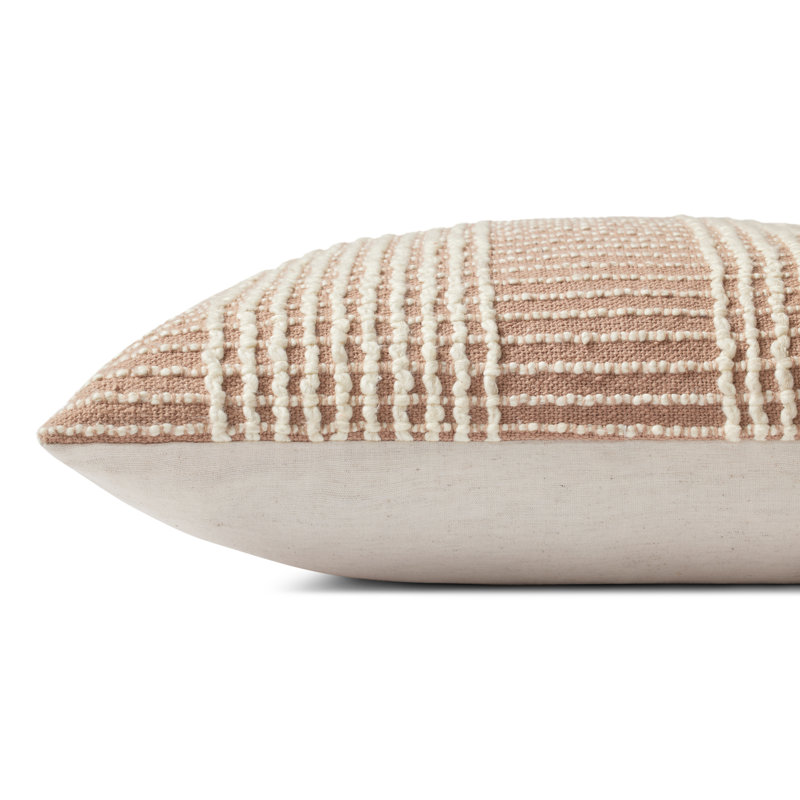 Blush Cotton Textural Striped 18" x 18" Pillow Cover