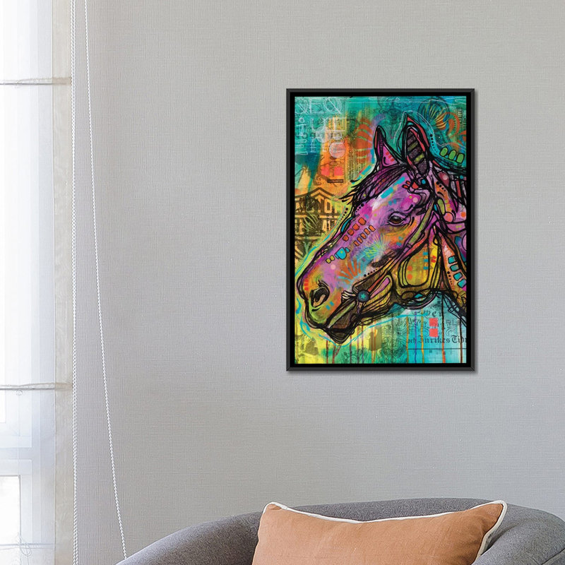 " Horsepower " by Dean Russo, 26" H x 18" W x 1.5" D, Black Framed Canvas, No Mat