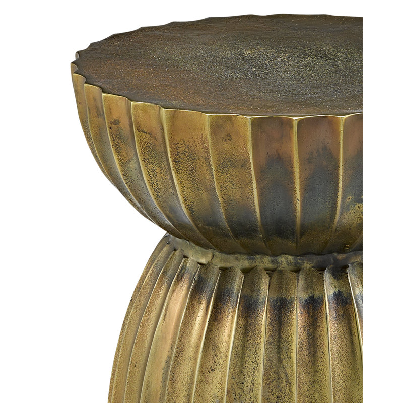 Rasi Accent Stool, Antique Brass