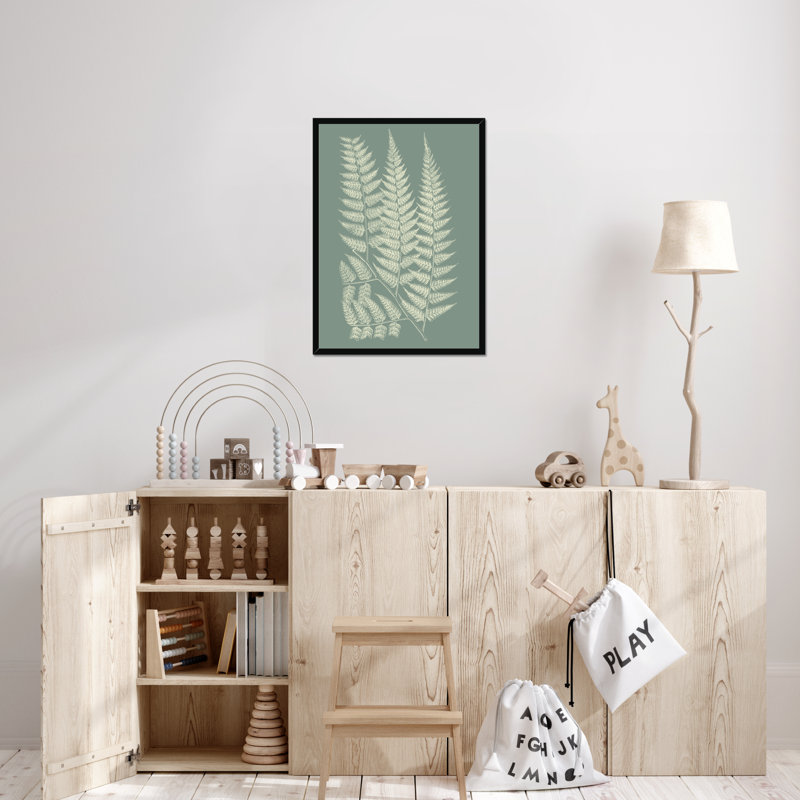 Ferns On Sage III by Vision Studio - Painting on Canvas, 80cm H x 55cm W, Black Framed Paper Print