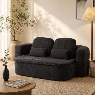 Canapé-lit 75 po 2-en-1, canapé-lit en mousse convertible avec couverture multifonctionnelle, canapé-lit pliant en chenille, canapé-lit pour salon