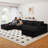 Boneless 136" U Shaped Sectional Couches, Corduroy Sectional Sofa With Reversible Storage Ottoman, 4 Seater Sofa With Throw Pillows Upholstered L-Shaped Couch For Living Room-779772819-779772831