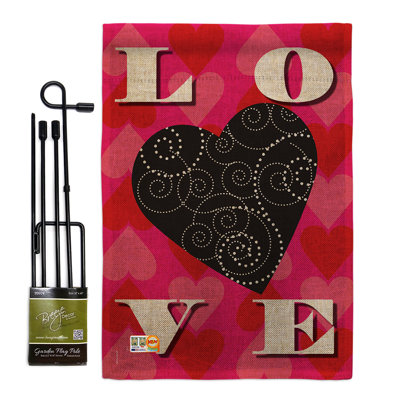 Double Sided 18.50 in. H x 13 in. W Polyester Valentine's Day Flag set
