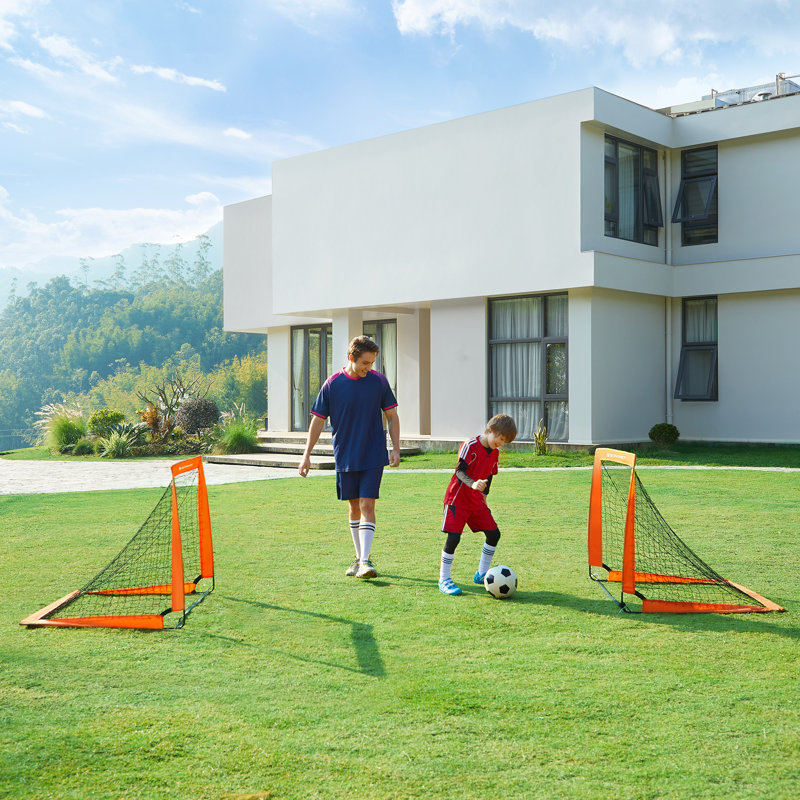 17 Stories Summerlee Steel Foldable Soccer with Carrying Case, Orange