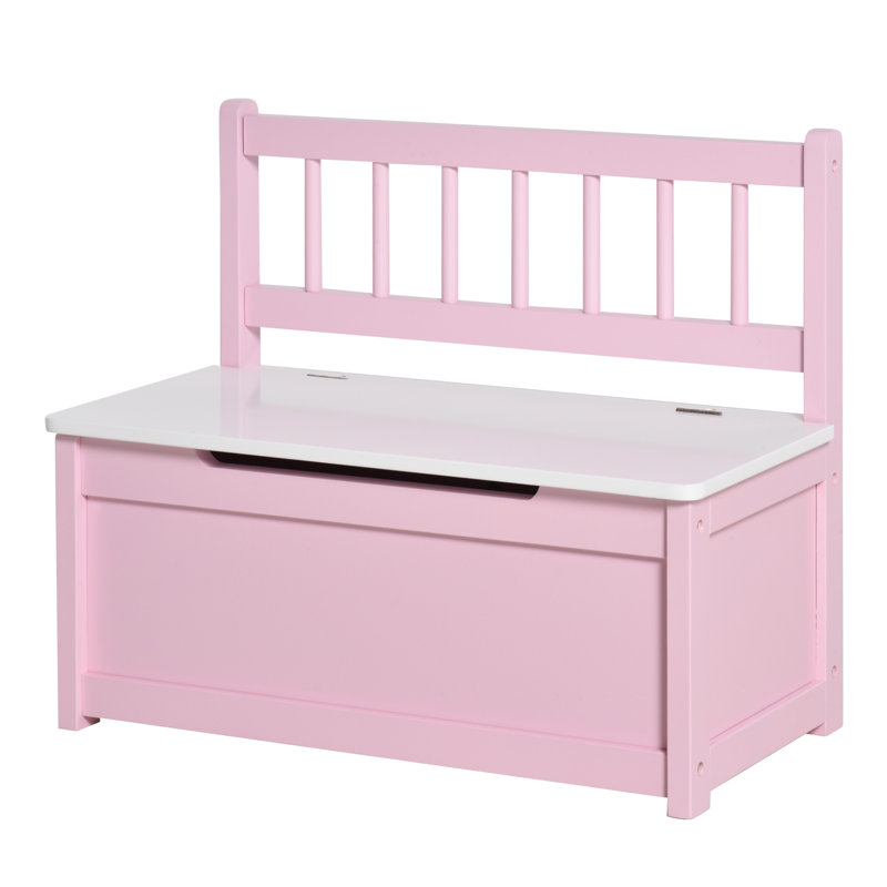 Maskell Harriet Bee 2 In 1 Wooden Toy Box Kids Seat Bench Organiser 60 x 30 x 50cm Pink