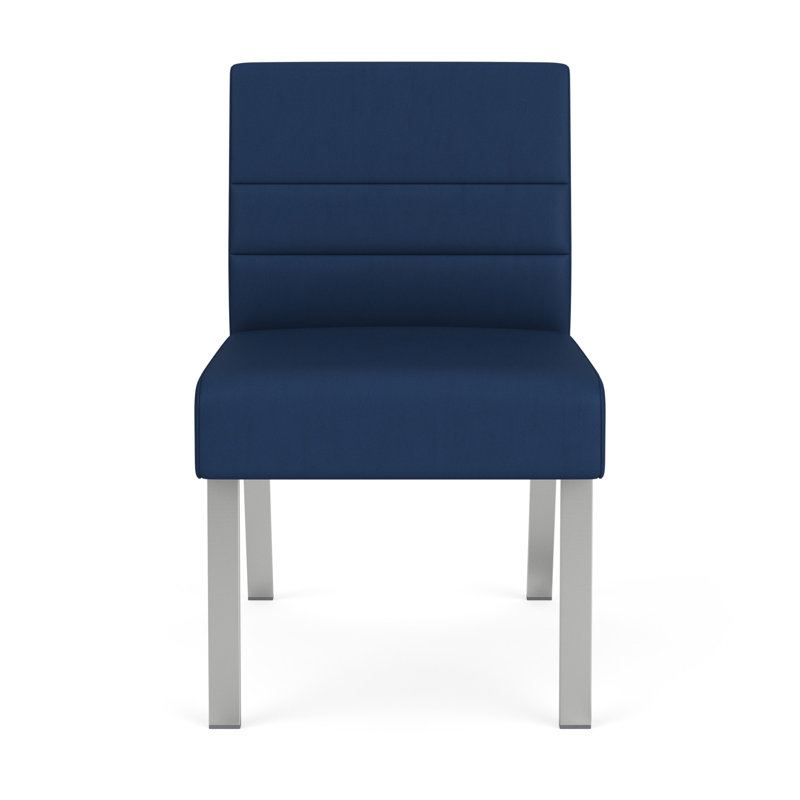 Chaise d'invité sans accoudoirs Waterfall, Argent, Vinyle bleu Patriot Plus Imperial