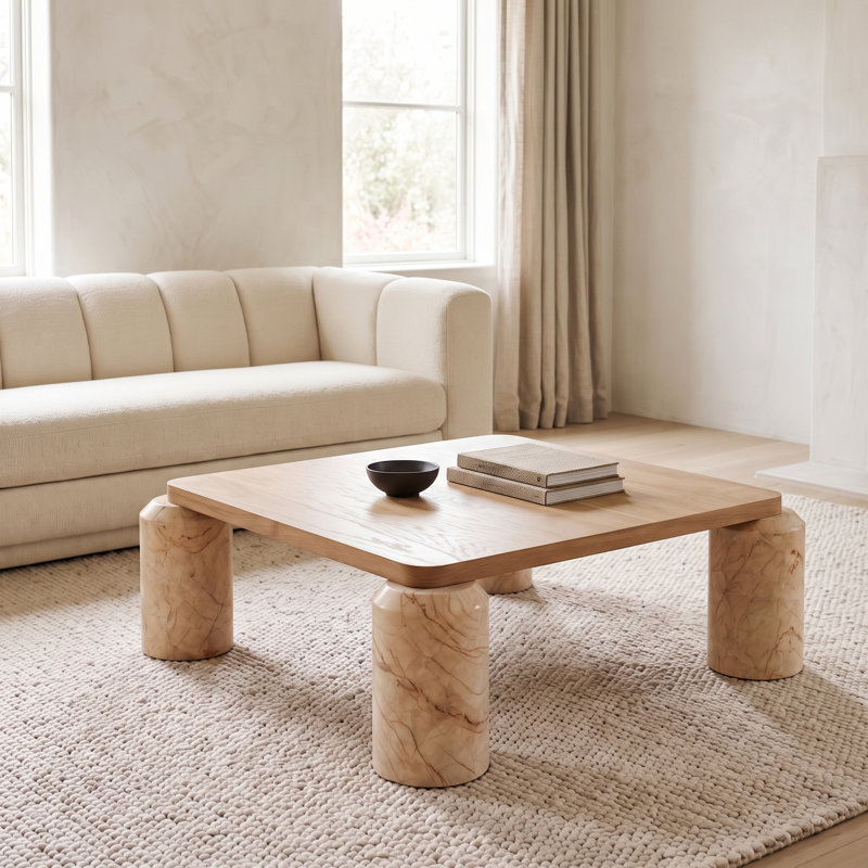 Ferrara Coffee Table, Brown, Beige Marble
