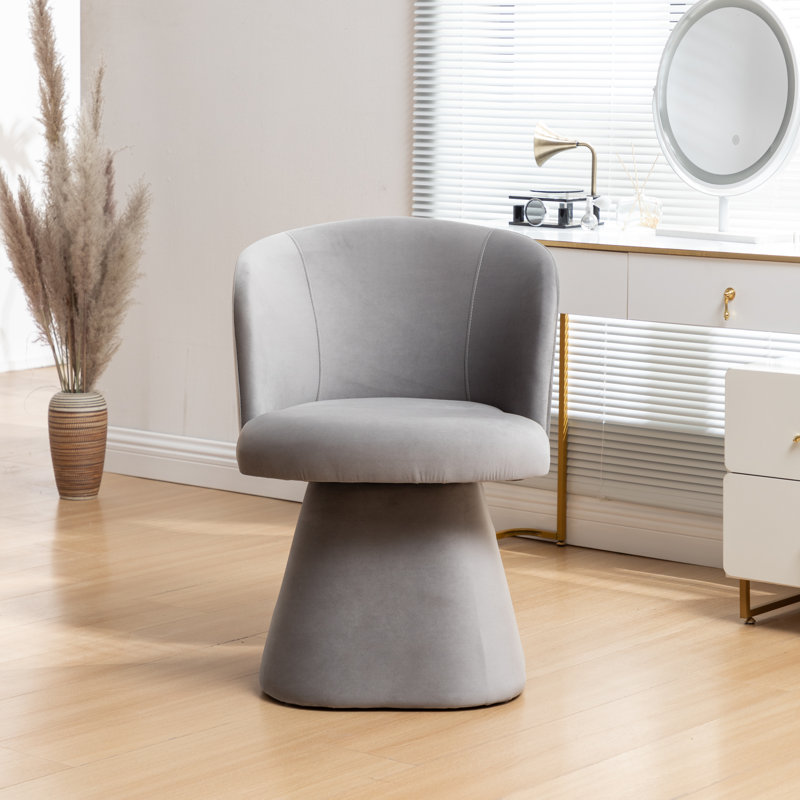 Dantzler Velvet Swivel Upholstered Dining Chair, Gray, 1