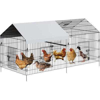 Walk-in Metal Chicken Coop 86"L x 40"W x 40"H – Heavy Duty Outdoor Pen with Weatherproof Cover, Easy-Access Doors, for Backyard Hens, Ducks, Rabbits & Small Pets