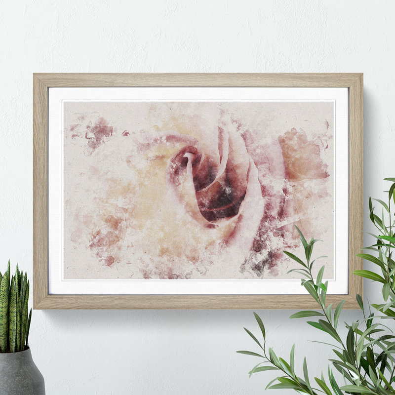 Pink Rose Flower Vol.6 - Picture Frame Graphic Art, 27cm H x 36cm W x 2cm D, Black Framed