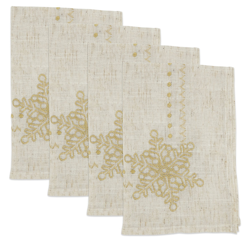 Serviette de table flocon de neige magnifiquement embelli (ensemble de 4) 20S, Naturel