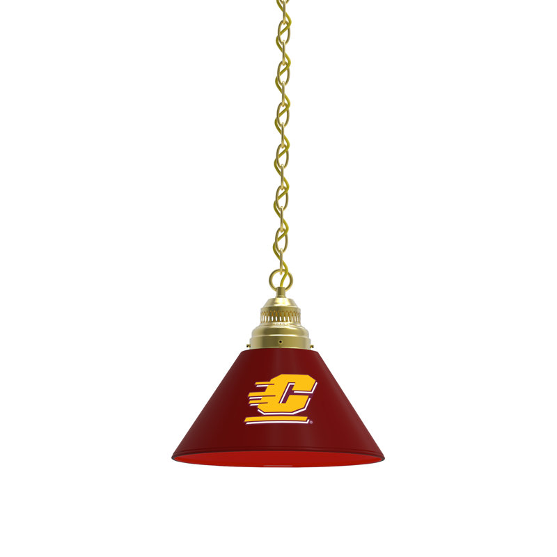 1 - Light Single Pendant, Brass, Central Michigan Chippewas